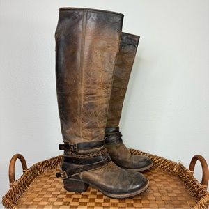 Freebird Aspen boots riding brown distressed chain detail neutral bohemian boho